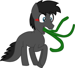 Size: 1024x921 | Tagged: safe, artist:flicktransition, derpibooru import, oc, oc only, oc:flick, monster pony, original species, pony, tatzlpony, tatzlwurm, blank flank, open mouth, solo, species swap, tentacle tongue, tentacles