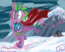 Size: 1280x1024 | Tagged: safe, artist:asparama-whozit, derpibooru import, king sombra, spike, dragon, pony, unicorn, male, solo