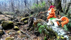 Size: 2048x1152 | Tagged: safe, artist:hihin1993, autumn blaze, autumn, climbing, forest, irl, japan, path, photo, plushie, solo