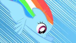 Size: 1280x720 | Tagged: safe, derpibooru import, screencap, rainbow dash, pegasus, pony, the cutie mark chronicles, filly, filly rainbow dash, flying, foal, solo