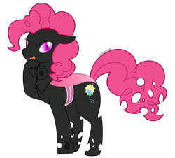 Size: 2000x1809 | Tagged: safe, artist:cloudyrei, pinkie pie, changeling, changelingified, pink changeling, simple background, solo, species swap, transparent background