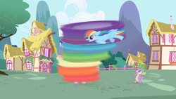 Size: 1280x720 | Tagged: safe, derpibooru import, screencap, rainbow dash, spike, twilight sparkle, dragon, pegasus, pony, friendship is magic