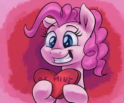 Size: 1200x1000 | Tagged: safe, artist:verulence, pinkie pie, earth pony, pony, be mine, box of chocolates, colored pupils, cute, diapinkes, ear fluff, smiling, solo, valentine, valentine's day