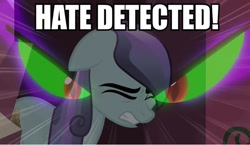 Size: 776x451 | Tagged: safe, derpibooru import, edit, edited screencap, screencap, king sombra, sapphire joy, crystal pony, pony, the crystal empire, caption, hate, image macro, reaction image