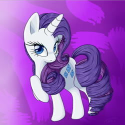 Size: 600x601 | Tagged: safe, artist:tami-kitten, rarity, pony, unicorn, cute, looking at you, raised hoof, raribetes, solo