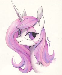 Size: 2508x3036 | Tagged: safe, artist:rocy canvas, derpibooru import, fleur-de-lis, unicorn, bust, lidded eyes, simple background, solo, white background