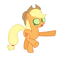 Size: 6000x6000 | Tagged: safe, artist:byteslice, applejack, earth pony, pony, look before you sleep, .svg available, absurd resolution, cucumber, food, simple background, solo, transparent background, vector