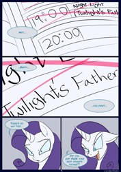 Size: 850x1200 | Tagged: safe, artist:kanashiipanda, night light, rarity, pony, unicorn, comic:royal business trip, book, comic, evil, evil grin, female, sneer, solo, vulgar