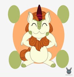 Size: 1418x1477 | Tagged: safe, artist:wheatley r.h., derpibooru exclusive, autumn blaze, kirin, :3, cloven hooves, cute, simple background, solo, vector, watermark