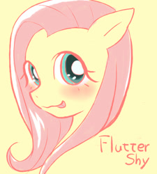 Size: 900x1000 | Tagged: safe, artist:mame_o3, fluttershy, pegasus, pony, pixiv, solo, tongue out