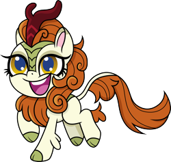 Size: 1500x1420 | Tagged: safe, artist:cloudyglow, autumn blaze, kirin, my little pony: pony life, awwtumn blaze, cloven hooves, cute, dawwww, happy, open mouth, quadrupedal, simple background, solo, transparent background