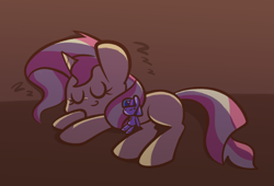 Size: 1280x872 | Tagged: safe, artist:typhwosion, sunset shimmer, twilight sparkle, pony, unicorn, female, plushie, sleeping