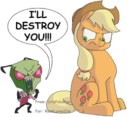 Size: 3250x3000 | Tagged: safe, artist:crispokefan, applejack, earth pony, pony, crossover, high res, invader zim