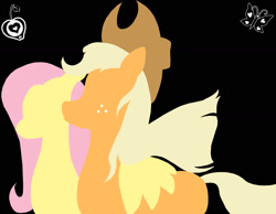 Size: 1617x1252 | Tagged: safe, artist:xaidon, applejack, fluttershy, earth pony, pegasus, pony, blonde mane, duo, female, mare, orange coat, pink mane, wings, yellow coat