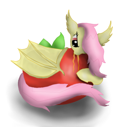 Size: 800x800 | Tagged: safe, artist:icywinterberry, fluttershy, apple, flutterbat, solo