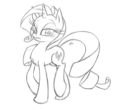 Size: 2289x2045 | Tagged: safe, artist:leadhooves, rarity, pony, unicorn, chest fluff, monochrome, solo