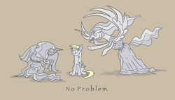 Size: 3230x1857 | Tagged: safe, artist:moonrisethemage, derpy hooves, alicorn, alicornified, derp, doctor who, race swap, simple background, sitting, smiling, text, weeping angels