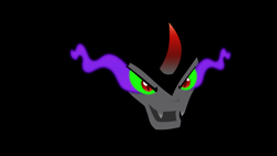 Size: 3840x2160 | Tagged: safe, artist:m99moron, derpibooru import, king sombra, pony, umbrum, unicorn, black background, bust, curved horn, male, open mouth, portrait, shadow, simple background, solo, sombra eyes, stallion, vector