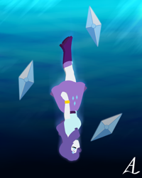 Size: 1000x1250 | Tagged: safe, artist:acesrockz, rarity, equestria girls, boots, bracelet, clothes, eyes closed, jewelry, ocean, skirt, solo, underwater, upside down, water