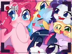 Size: 1024x768 | Tagged: safe, artist:lavender_1227, derpibooru import, applejack, fluttershy, pinkie pie, rainbow dash, rarity, twilight sparkle, alicorn, earth pony, pegasus, pony, unicorn, :3, female, mane six, mare