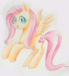 Size: 700x767 | Tagged: safe, artist:hiji riya, fluttershy, pegasus, pony, pixiv, solo, traditional art