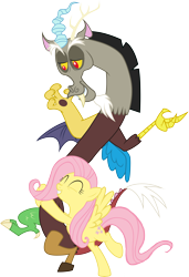 Size: 8916x13021 | Tagged: safe, artist:spottedlions, discord, fluttershy, pegasus, pony, absurd resolution, discoshy, female, hug, male, shipping, simple background, straight, transparent background, vector