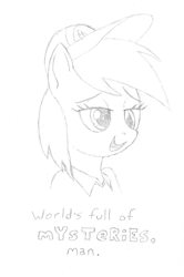 Size: 862x1299 | Tagged: safe, artist:friendshipishorses, derpy hooves, pony, best gift ever, bust, monochrome, portrait, sketch, solo, totally legit recap