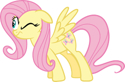 Size: 3540x2314 | Tagged: safe, artist:porygon2z, fluttershy, pegasus, pony, one eye closed, simple background, solo, stare, the stare, transparent background, vector