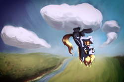 Size: 2465x1630 | Tagged: safe, artist:shaliwolf, derpy hooves, pegasus, pony, derpy physics, female, food, mare, muffin, plushie, solo, upside down