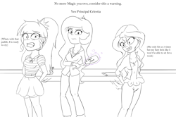 Size: 6164x4093 | Tagged: safe, artist:diaperednight, princess celestia, principal celestia, sci-twi, sunset shimmer, twilight sparkle, better together, equestria girls, absurd resolution, magic, paddle, spanking