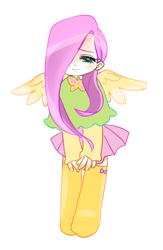 Size: 305x467 | Tagged: safe, artist:nottoc, fluttershy, human, humanized, pixiv, solo, winged humanization