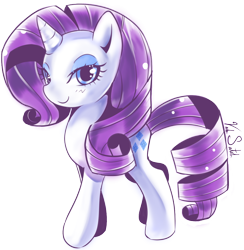 Size: 1054x1080 | Tagged: safe, artist:banzatou, rarity, pony, unicorn, blushing, cute, female, looking at you, mare, raribetes, signature, simple background, smiling, solo, transparent background