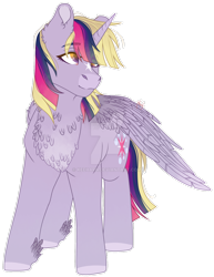 Size: 1024x1329 | Tagged: safe, artist:keeharn, derpy hooves, twilight sparkle, twilight sparkle (alicorn), alicorn, pony, chest feathers, chest fluff, commission, commissioner:bigonionbean, cross-eyed, cute, cutie mark fusion, fusion, simple background, star on brow, transparent background