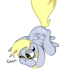 Size: 1280x1280 | Tagged: safe, artist:turtlefarminguy, derpy hooves, pony, blushing, flying, looking down, ouch