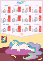 Size: 3508x4961 | Tagged: safe, artist:e-49, princess celestia, alicorn, pony, calendar, female, horn, mare, multicolored mane, solo, vector, white coat