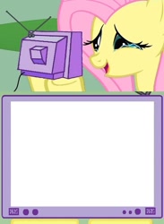 Size: 438x600 | Tagged: safe, fluttershy, pegasus, pony, blank, crying, exploitable meme, meme, obligatory pony, tears of joy, template, tv meme