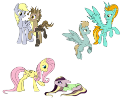 Size: 2908x2304 | Tagged: safe, artist:icey-wicey-1517, artist:nightpaint12, color edit, edit, derpy hooves, fluttershy, lightning dust, oc, oc:jasper (ice1517), oc:shy meadows, oc:tinker (ice1517), cyborg, earth pony, pegasus, pony, collaboration, amputee, artificial wings, augmented, blank flank, bracelet, clothes, colored, family, female, flying, icey-verse, jewelry, magical lesbian spawn, male, mare, mechanical wing, mother and child, mother and daughter, mother and son, next generation, offspring, open mouth, parent and child, parent:derpy hooves, parent:doctor whooves, parent:fluttershy, parent:lightning dust, parent:limestone pie, parent:tree hugger, parents:doctorderpy, parents:flutterhugger, parents:limedust, prosthetic limb, prosthetic wing, prosthetics, raised hoof, simple background, stallion, sweater, trans boy, transgender, transparent background, wall of tags, wings