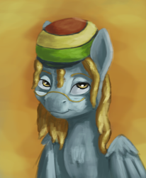 Size: 3000x3648 | Tagged: safe, artist:terrafomer, derpy hooves, pegasus, pony, bust, dreadlocks, female, glasses, hat, portrait, rasta, rastafarian cap, solo, wings