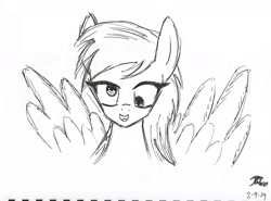 Size: 1998x1476 | Tagged: safe, artist:brekrofmadness, derpy hooves, pony, monochrome, sketch, solo, traditional art