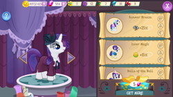 Size: 1280x720 | Tagged: safe, rarity, pony, unicorn, clothes, dress, female, gameloft, horn, mare, solo