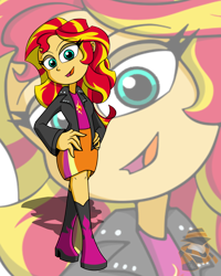 Size: 1200x1500 | Tagged: safe, artist:theoctoberscarf, sunset shimmer, equestria girls, cutie mark on clothes, hand on hip, simple background, solo, transparent background, zoom layer