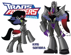 Size: 3300x2550 | Tagged: safe, artist:inspectornills, derpibooru import, king sombra, pony, robot, unicorn, crossover, transformares, transformers, transformers animated