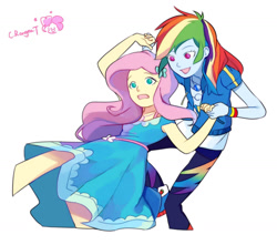 Size: 1280x1133 | Tagged: safe, artist:crangeat, derpibooru import, fluttershy, rainbow dash, better together, equestria girls, female, flutterdash, lesbian, shipping