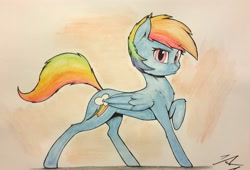 Size: 2589x1759 | Tagged: safe, artist:captainpudgemuffin, derpibooru import, rainbow dash, pegasus, pony, chest fluff, cute, dashabetes, fluffy, pose, raised eyebrow, raised hoof, solo, traditional art