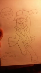 Size: 576x1024 | Tagged: safe, artist:deon miller, derpibooru import, rainbow dash, equestria girls, crossover, monochrome, pokémon, sketch, solo, traditional art