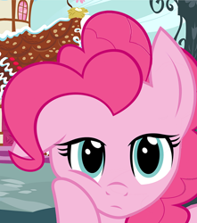 Size: 528x596 | Tagged: safe, artist:pinkiepiemike, pinkie pie, earth pony, pony, bored, solo, sugarcube corner