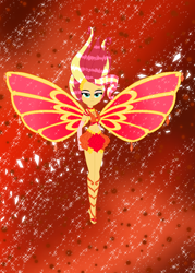 Size: 722x1007 | Tagged: safe, artist:antitroopergirl, artist:selenaede, sunset shimmer, equestria girls, barefoot, barely eqg related, base used, belly button, clothes, crossover, enchantix, fairy, fairy wings, feet, gloves, hasbro, hasbro studios, jewelry, midriff, necklace, rainbow s.r.l, winged humanization, wings, winx club