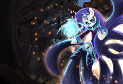 Size: 2100x1435 | Tagged: safe, artist:cyanaeolin, rarity, pony, unicorn, ahri, crossover, league of legends, solo