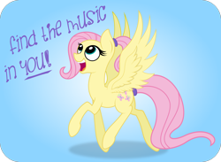 Size: 4108x3000 | Tagged: safe, artist:mypaintedmelody, fluttershy, pegasus, pony, filli vanilli, alternate hairstyle, ponytail, scene interpretation, singing, solo, spread wings