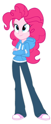 Size: 574x1389 | Tagged: safe, artist:pinkiepiemike, pinkie pie, equestria girls, clothes, hoodie, solo